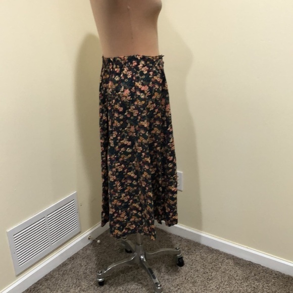Vintage Midi Skirt Size Medium Dark Forest Green Flora Print High Waisted - Picture 4 of 8